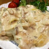 鶏むね肉とキノコのクリームソース煮